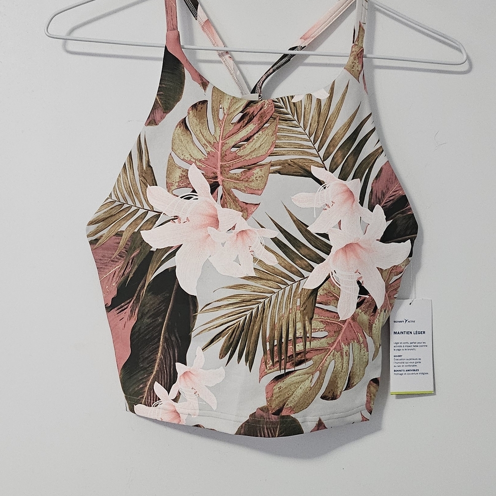 Old Navy Tropical Floral Crop Top - Pink and Green